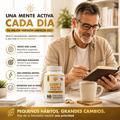 MELENA DE LEÓN 1000 MG 🦁🧠 – MEMORIA, ENFOQUE Y CLARIDAD MENTAL ✨🔥