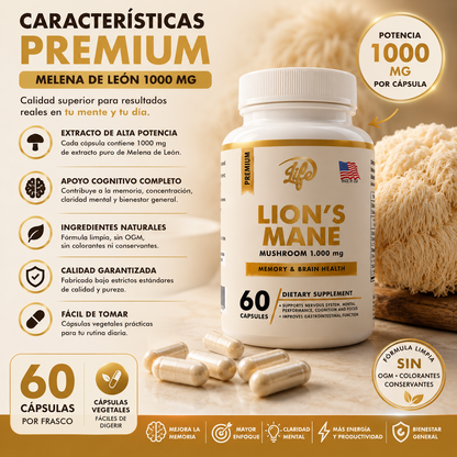 MELENA DE LEÓN 1000 MG 🦁🧠 – MEMORIA, ENFOQUE Y CLARIDAD MENTAL ✨🔥