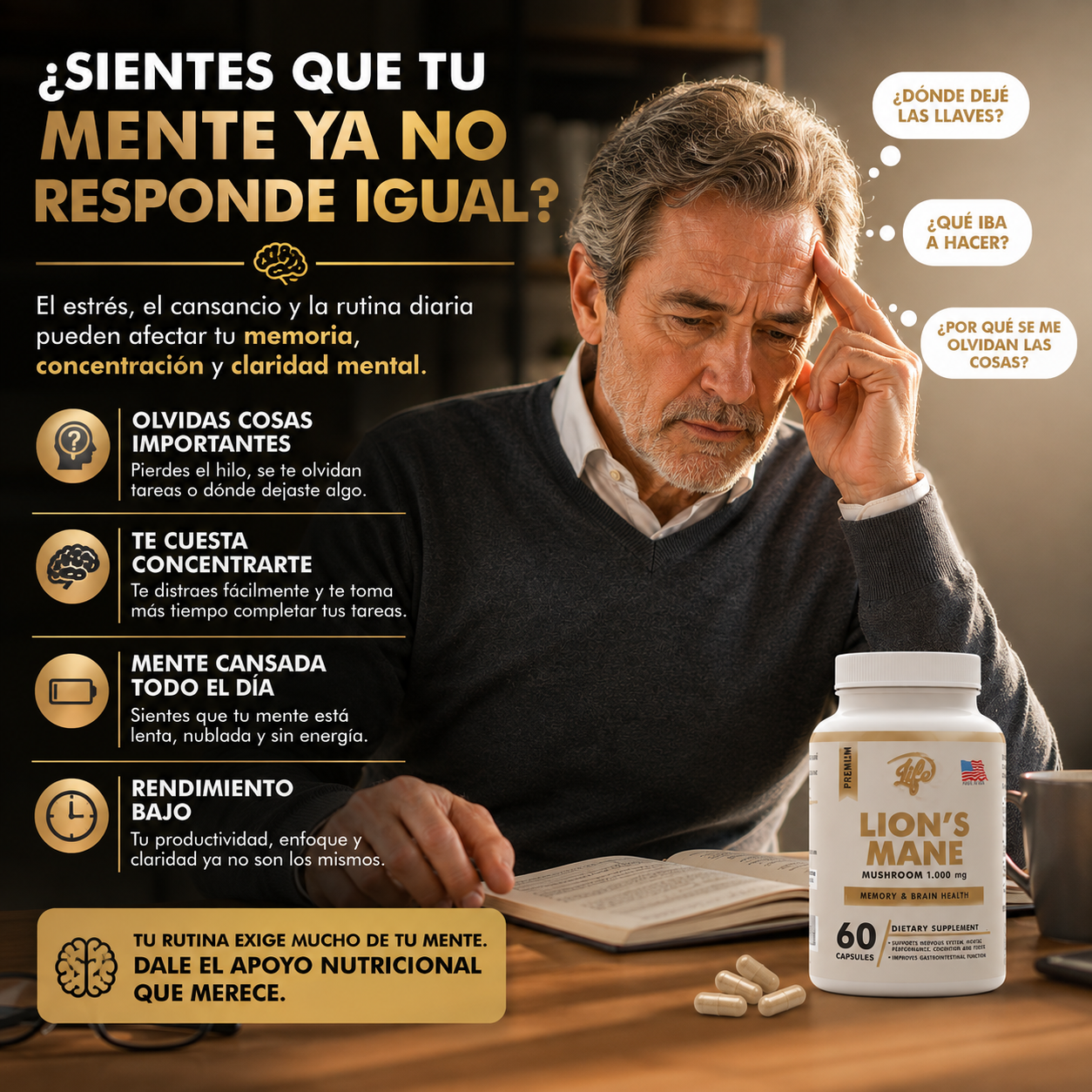 MELENA DE LEÓN 1000 MG 🦁🧠 – MEMORIA, ENFOQUE Y CLARIDAD MENTAL ✨🔥