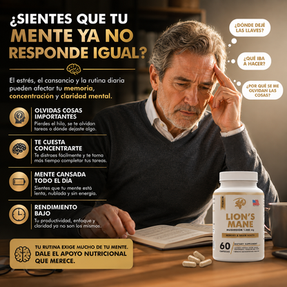 MELENA DE LEÓN 1000 MG 🦁🧠 – MEMORIA, ENFOQUE Y CLARIDAD MENTAL ✨🔥
