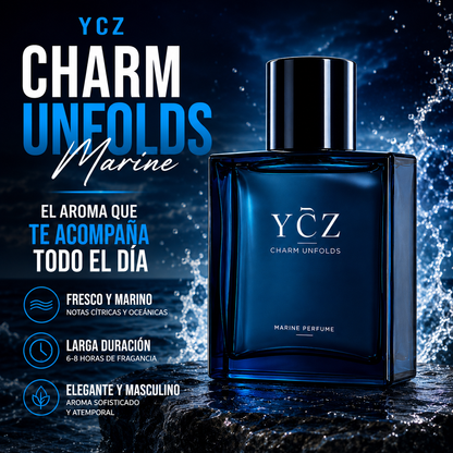 🌊🔥 YCZ CHARM UNFOLDS MARINE 50ML – EL AROMA MASCULINO QUE DEJA HUELLA TODO EL DÍA 😎✨