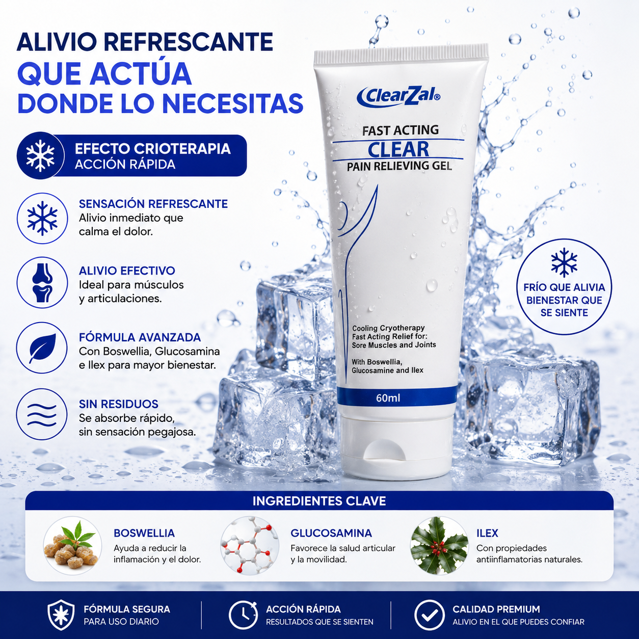🧊 ClearZal™ Gel Alivio Instantáneo para Dolores Musculares y Articulares | Acción Rápida + Efecto Crioterapia ❄️🔥