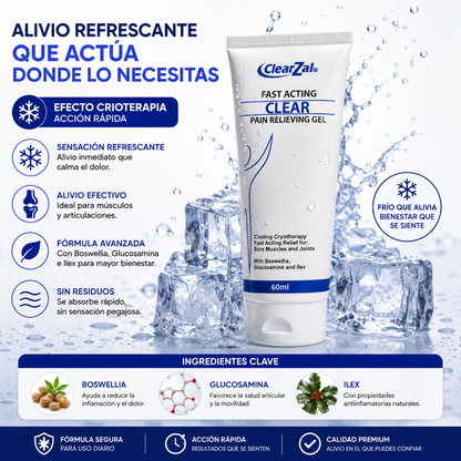 🧊 ClearZal™ Gel Alivio Instantáneo para Dolores Musculares y Articulares | Acción Rápida + Efecto Crioterapia ❄️🔥