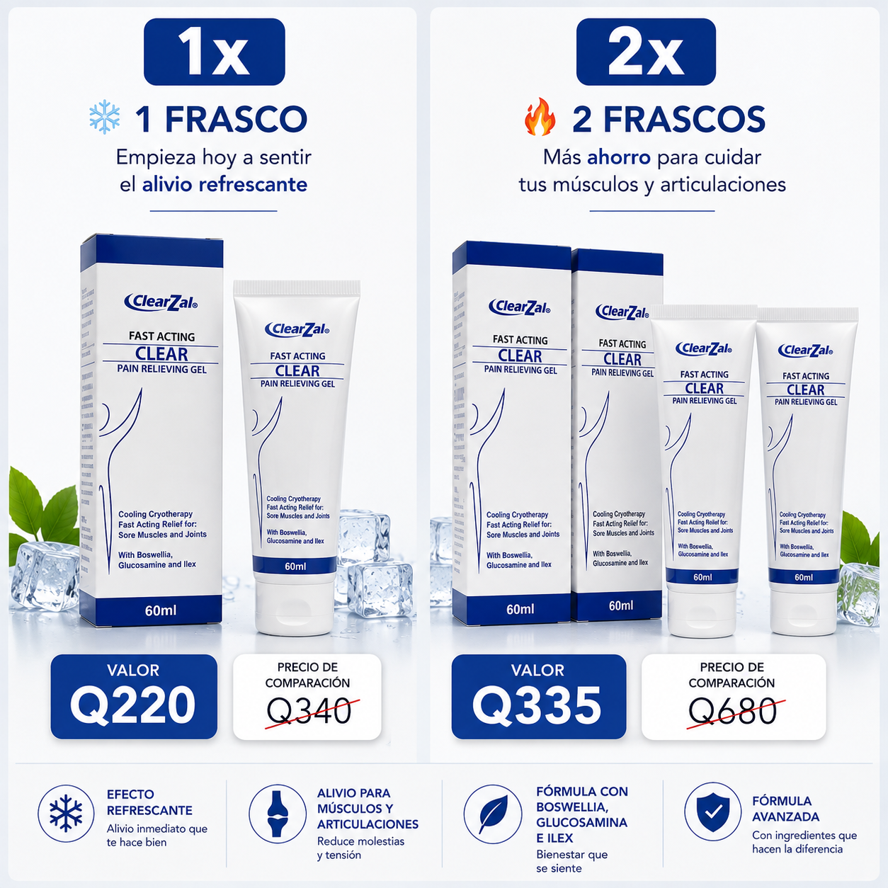 🧊 ClearZal™ Gel Alivio Instantáneo para Dolores Musculares y Articulares | Acción Rápida + Efecto Crioterapia ❄️🔥